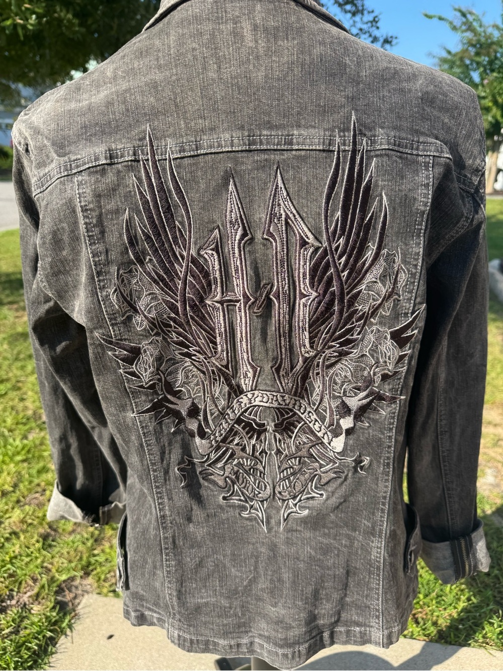 Vintage Harley-Davidson Black embroidered Motorcycle Jacket size M